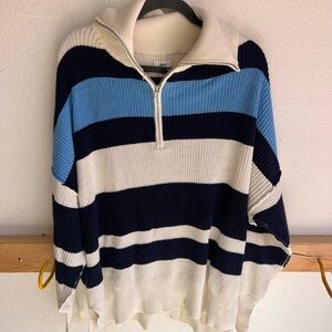 Aerie Striped Half-Zip Sweater